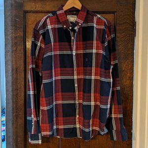 Mens Large Express Long Sleeve Plaid Button Down-